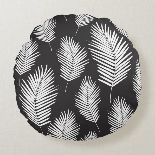 Palm Leafs Pattern Round Cushion (Front)