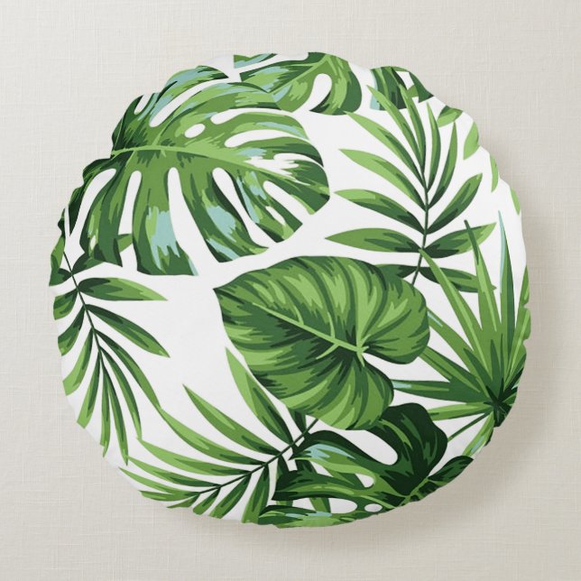 Palm leafs round cushion (Front)