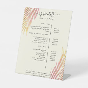 Palm Leafy Salon Price List Pedestal Sign