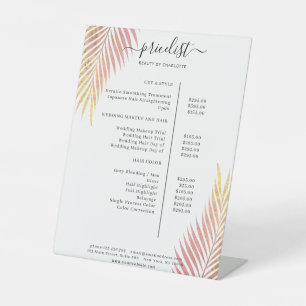 Palm Leafy Salon Price List  Pedestal Sign