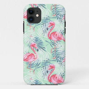 Palm leaves and flamingos iPhone 11 case
