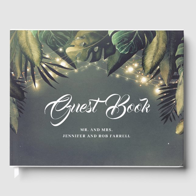 Palm Leaves Beach Wedding Guest Book (Front)