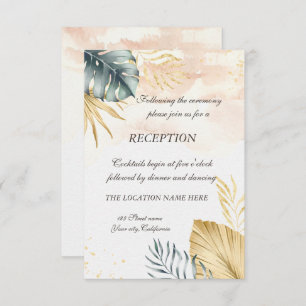 Palm Leaves Beach Wedding  Reception Invitation