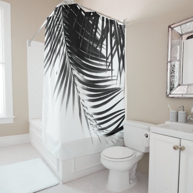 Palm Leaves Black & White Vibes #1 #tropical Shower Curtain (In Situ)