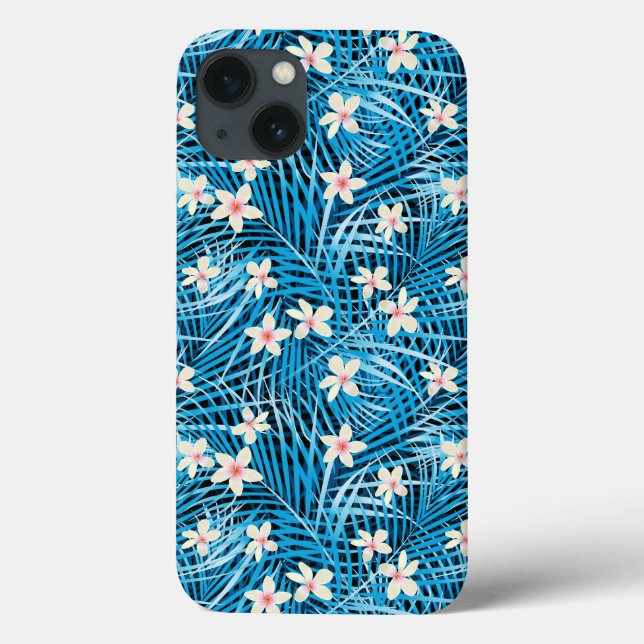 Palm Leaves Blue Pattern Case-Mate iPhone Case (Back)