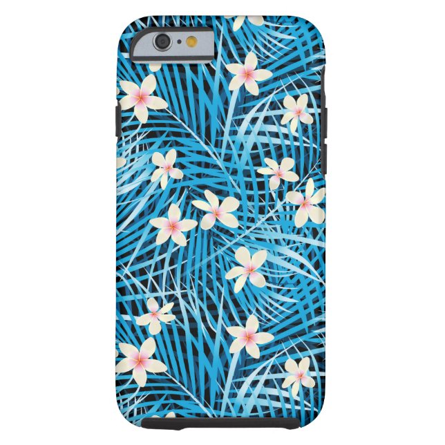Palm Leaves Blue Pattern Case-Mate iPhone Case (Back)