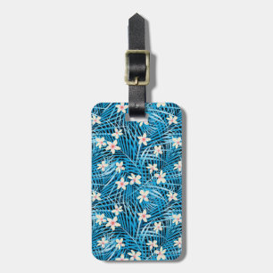 Palm Leaves Blue Pattern Luggage Tag