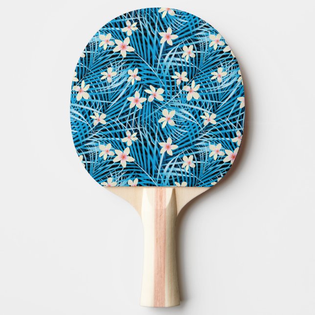 Palm Leaves Blue Pattern Ping Pong Paddle (Front)