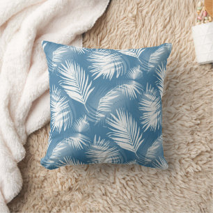 Palm Leaves Blue White Design 272 Cushion