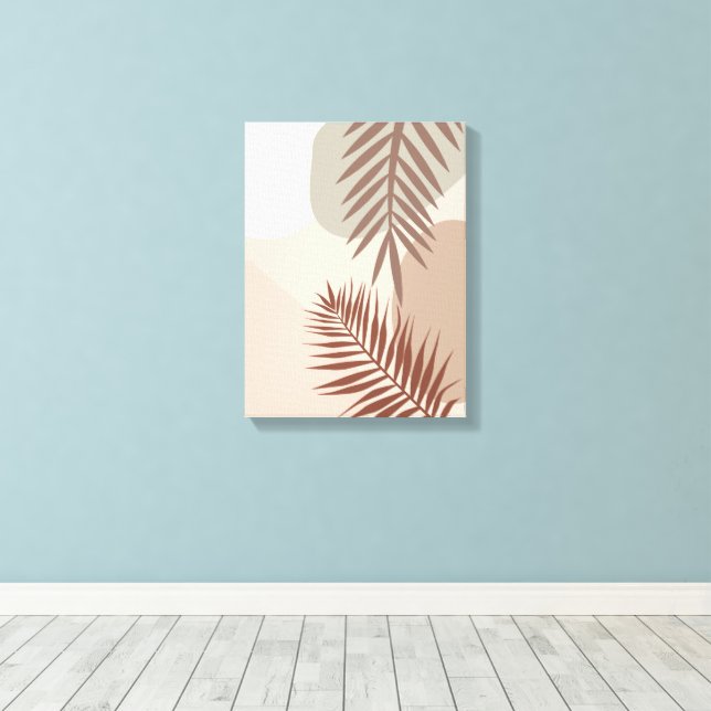 Palm Leaves, Boho Abstract Geometric Art Canvas Print (Insitu(Wood Floor))