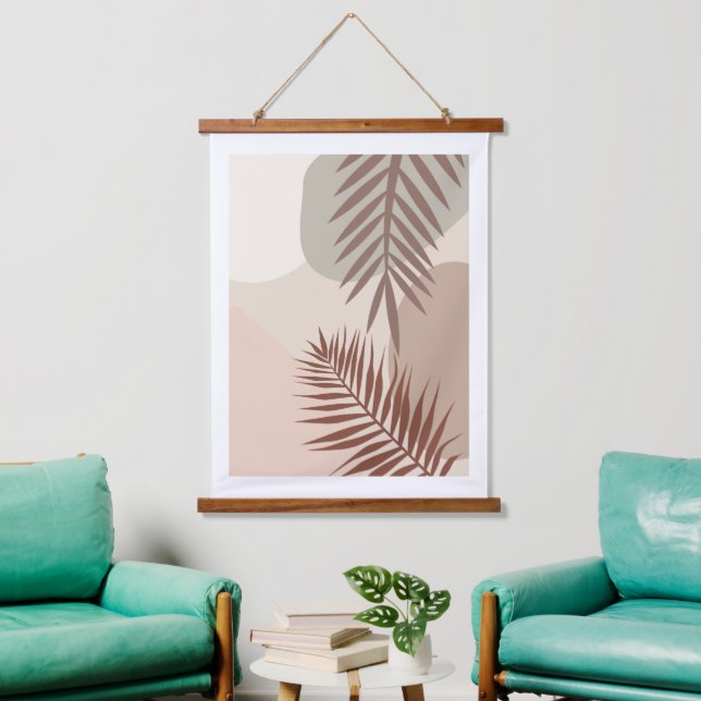 Palm Leaves, Boho Abstract Geometric Art Hanging Tapestry (Living Room)