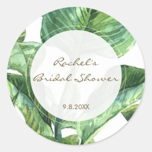 palm leaves botanical bridal shower favor stickers