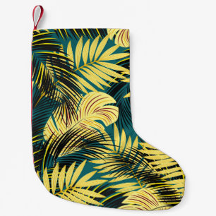 Palm Leaves: Dark Vintage Tropical Small Christmas Stocking