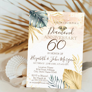 Palm Leaves Diamond,Confetti Wedding Anniversary Invitation