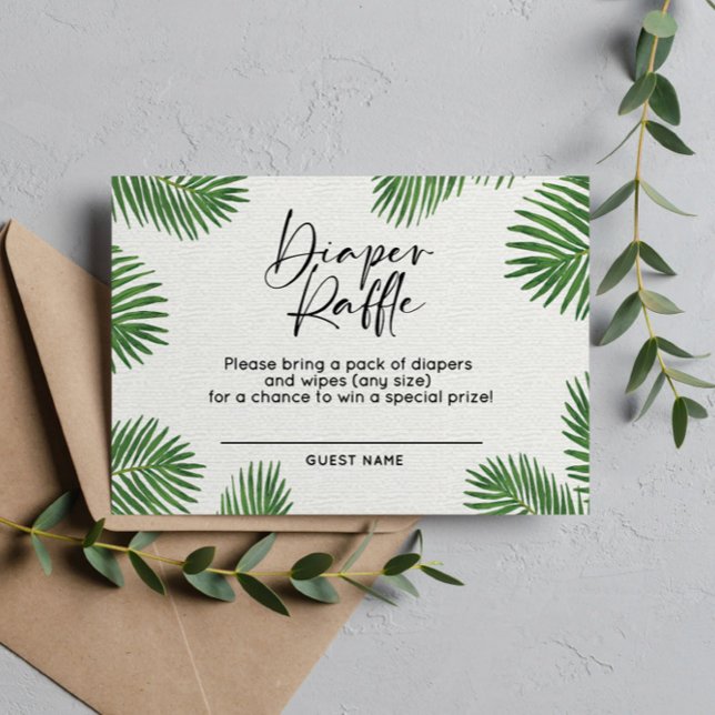 Palm Leaves Diaper Raffle Ticket Enclosure Card (Creator Uploaded)