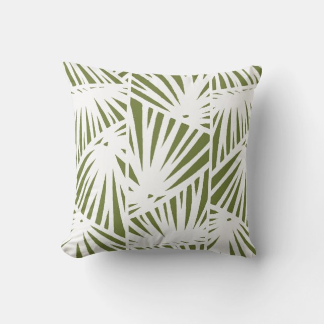 Palm Leaves, Elegant, Mid Century Modern Cushion (Front)