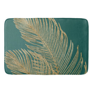 Palm Leaves Finesse Line Art with Gold Foil #4  Bath Mat