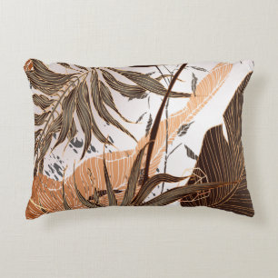 Palm Leaves Gold Marble Design Decorative Cushion