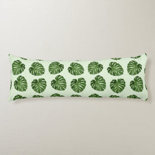 Palm Leaves, Green Leaves, Tropical Pattern Body Cushion