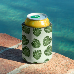Palm Leaves, Green Leaves, Tropical Pattern Can Cooler