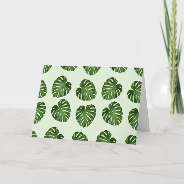 Palm Leaves, Green Leaves, Tropical Pattern Card (Front)