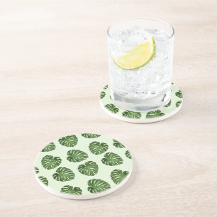 Palm Leaves, Green Leaves, Tropical Pattern Coaster