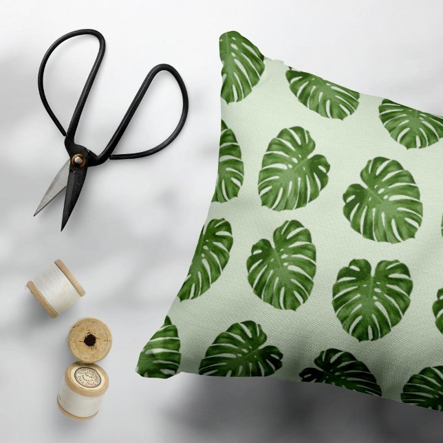 Palm Leaves, Green Leaves, Tropical Pattern Decorative Cushion (Creator Uploaded)