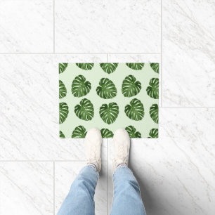 Palm Leaves, Green Leaves, Tropical Pattern Doormat