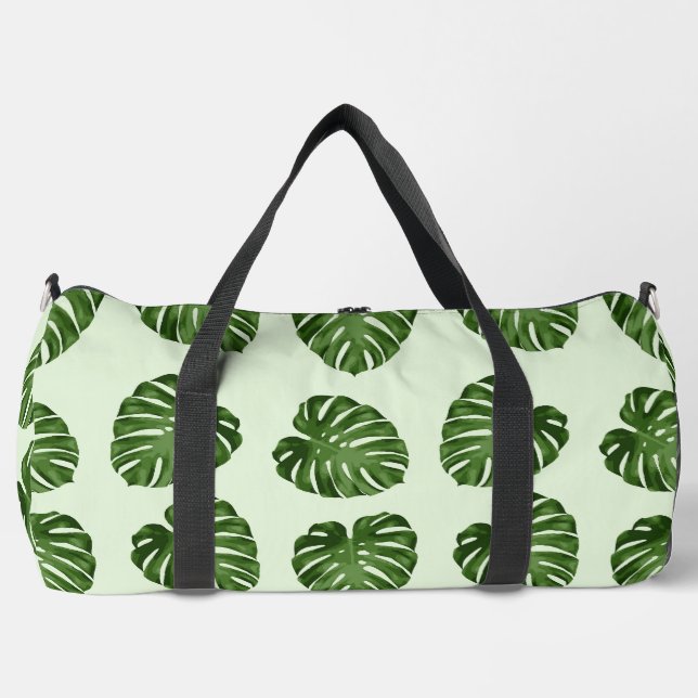 Palm Leaves, Green Leaves, Tropical Pattern Duffle Bag (Front)