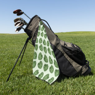Palm Leaves, Green Leaves, Tropical Pattern Golf Towel