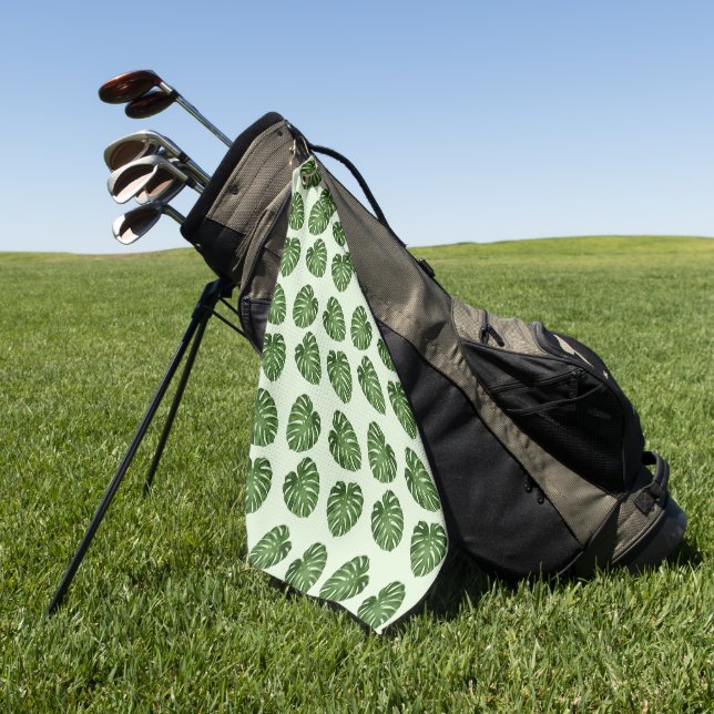 Palm Leaves, Green Leaves, Tropical Pattern Golf Towel (Green)