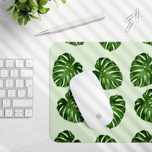 Palm Leaves, Green Leaves, Tropical Pattern Mouse Mat