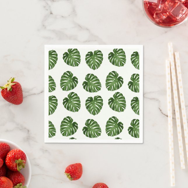 Palm Leaves, Green Leaves, Tropical Pattern Napkin (Insitu)