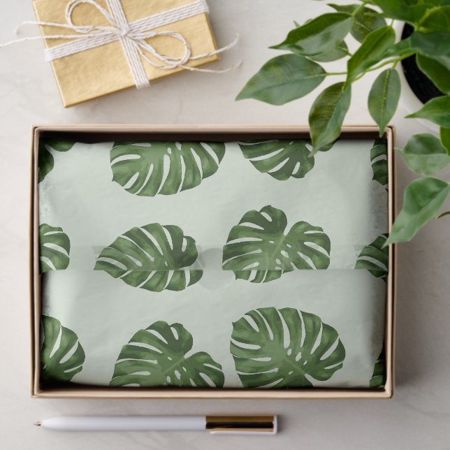 Palm Leaves, Green Leaves, Tropical Pattern Tissue Paper (Gift)