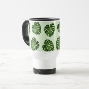Palm Leaves, Green Leaves, Tropical Pattern Travel Mug