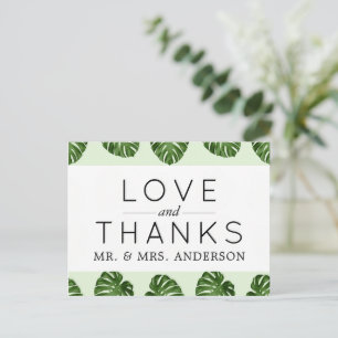 Palm Leaves, Green Leaves, Tropical, Wedding Postcard