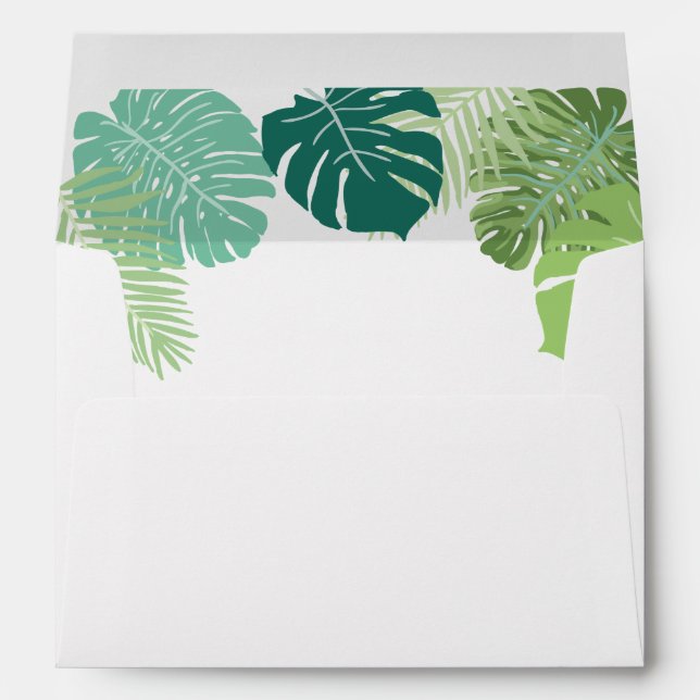 Palm leaves Green Rustic Envelope Elegant green (Back (Bottom))