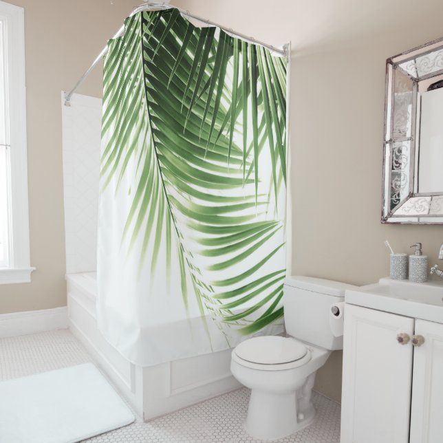 Palm Leaves Green Vibes #9 Shower Curtain (In Situ)