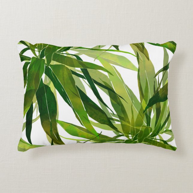 Palm Leaves Hand Painted Pattern Decorative Cushion (Front)