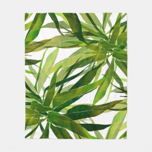 Palm Leaves Hand Painted Pattern Fleece Blanket