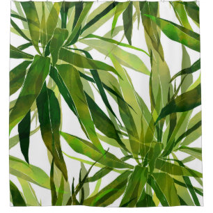 Palm Leaves Hand Painted Pattern Shower Curtain
