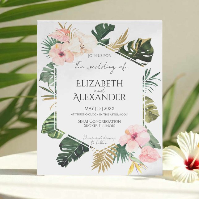 Palm Leaves Hibiscus Tropical Greenery Wedding (Creator Uploaded)