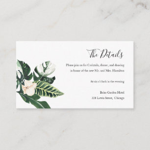 Palm Leaves Hibiscus Tropical Wedding The Details Enclosure Card