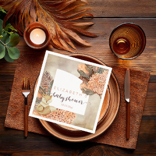 Palm Leaves   Hydrangea Blooms Girl Baby Shower  N Napkin