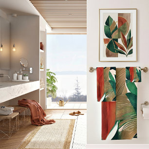 Palm leaves in muted tones bath towel set