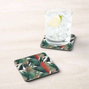 Palm leaves in muted tones coaster