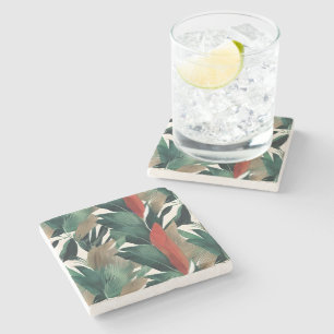 Palm leaves in muted tones stone coaster