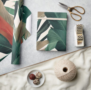Palm leaves in muted tones  wrapping paper