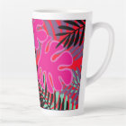 Palm Leaves in pink black and red Latte Mug