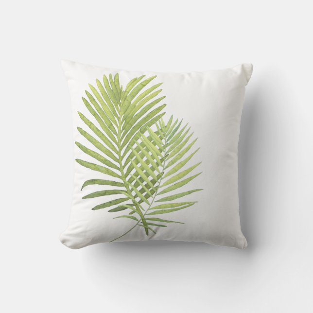 Palm leaves in watercolor cushion (Front)